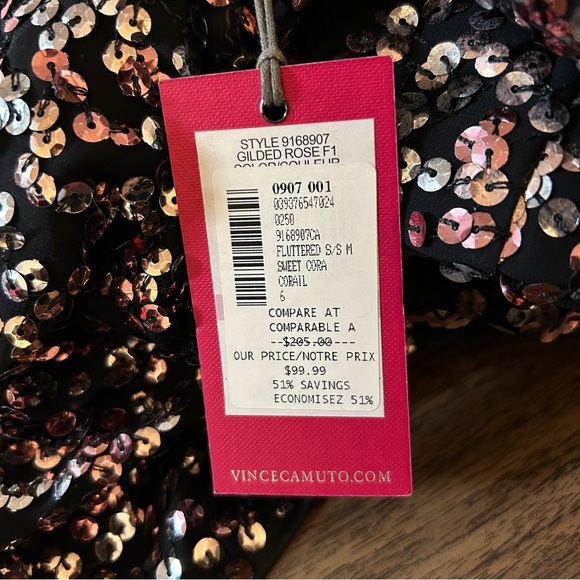 Vince Camuto Sparkling Black and Pink Mini Dress - Picture 8 of 15